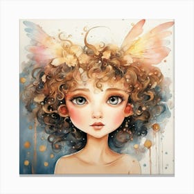 Watercolor Girl With Wings Canvas Print