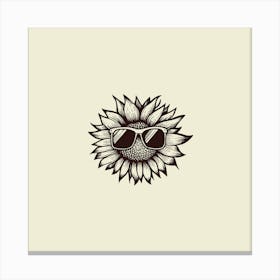 Sunflower With Sunglasses Canvas Print