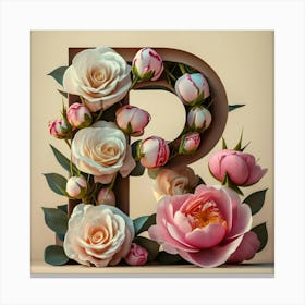 Floral Letter R Canvas Print