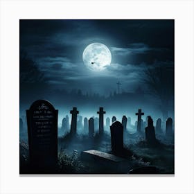 Graveyard At Night 28 Canvas Print