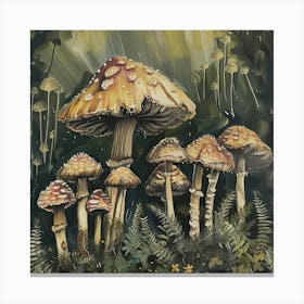 Mushrooms Fairycore Painting 1 Canvas Print