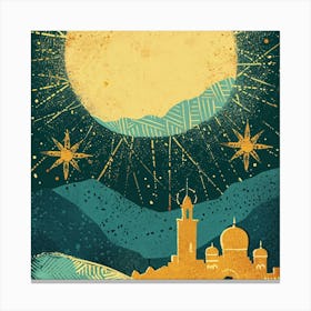 Moon And Stars Canvas Print