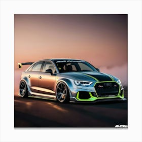 Vibrant Digital Artwork Of A Modified Audi RS3 Canvas Print