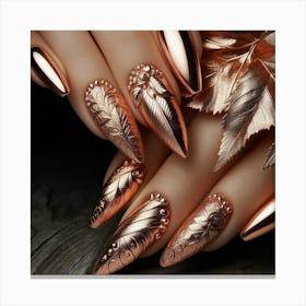 Nails With Leaves Canvas Print