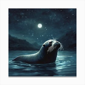 Seal At Night 1 Canvas Print