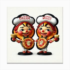 Pizza Maker With Twins Canvas Print