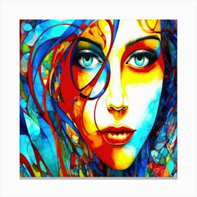 Line Art Face - Abstract Face Canvas Print