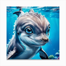 Cute Dolphin Portrait Canvas Print