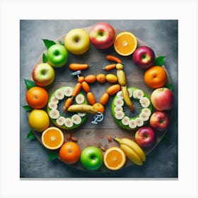 Fruit And Vegetables In A Circle Canvas Print