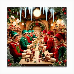 Santa's Busy Workshop Canvas Print