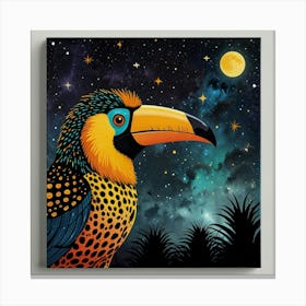 Default Cheetah Tiger Toucan In The Night Sky Art 3 Canvas Print