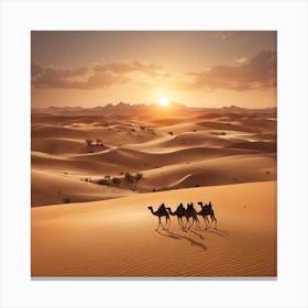 Camels In The Desert Canvas Print