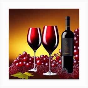 Red Wine And Grapes 2 Canvas Print