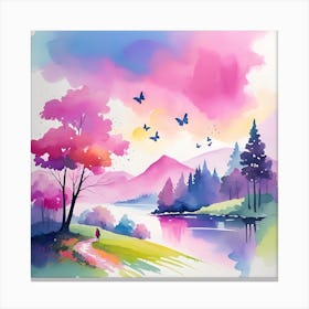 Watercolor Landscape Painting 5 Canvas Print