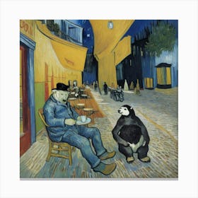 Panda At The Street Café Canvas Print