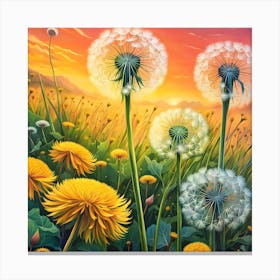 Dandelion Puffs in the Morning Light Canvas Print