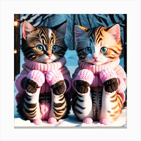 Pretty Kitty 4/4 (cat baby mittens fur baby winter cold fluffy pussy cute loveable adorable feline funny whiskers pets caturday)   Canvas Print