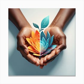 Lotus Flower In Hands Canvas Print