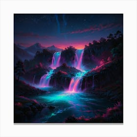 Waterfalls At Night Canvas Print