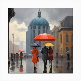 People In The Rain Canvas Print