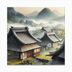 Firefly Rustic Rooftop Japanese Vintage Village Landscape 8764 Canvas Print