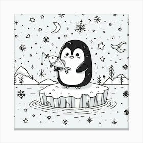 Line Art penguin 1 Canvas Print