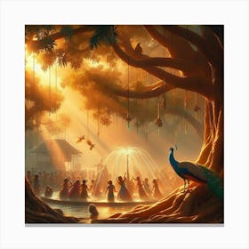 Forest Of Peacocks Canvas Print