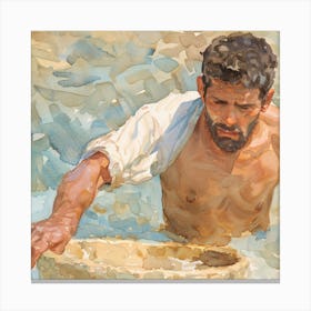 Man In The Water 1 Canvas Print