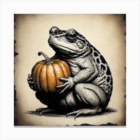 Toad Holding a Pumpkin  Canvas Print