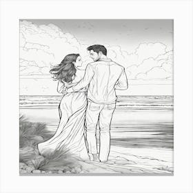 Couple On The Beach Canvas Print