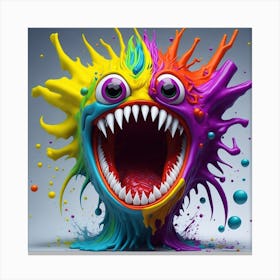 Leonardo Diffusion A 3d Hd Rainbow Splash Art Monster Face Bi 0 (1) Canvas Print