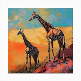 Giraffe In A Rocky Landscape Warm Acrylic 2 Canvas Print