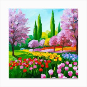 a flower garden in spring 6 Canvas Print