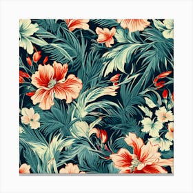 Floral Seamless Pattern, Ruffled Hem And Floral Liberty Print Palm Print Viscose Canvas Print