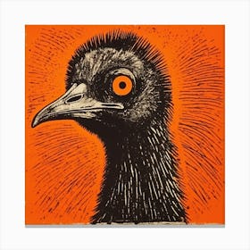 Retro Bird Lithograph Emu Canvas Print