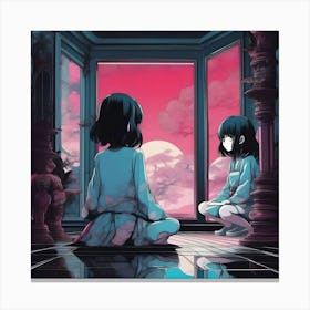 Anime girl by the window Canvas Print