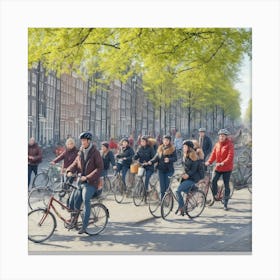 Amsterdam - People On Bikes Canvas Print