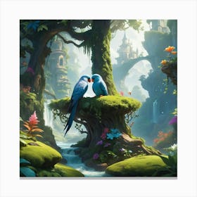 Parrots In The Forest Canvas Print