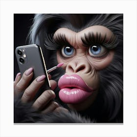 Gorilla With Lipstick Canvas Print