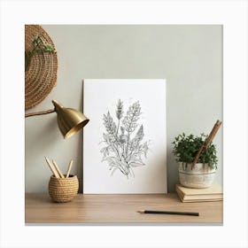 Firefly Scandinavian Minimalist Workspace With Pencil And Flora Sketch 90716 Canvas Print