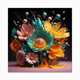 3d splash flowers spring Canvas Print