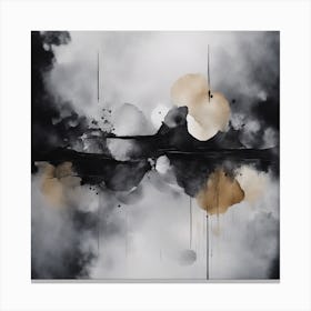 Abstract Minimalist Painting That Represents Duality, Mix Between Watercolor And Oil Paint, In Shade (31) Canvas Print