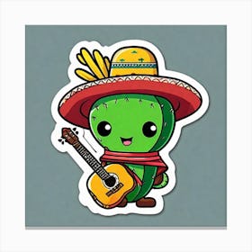 Cactus With Guitar 1 Canvas Print