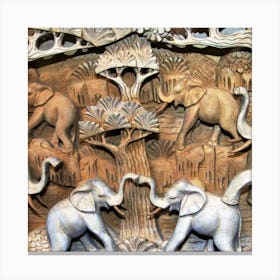 Elephants In The Forest Canvas Print