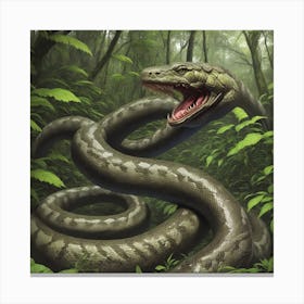 Titanoboa Snake Crawling In The Forest Canvas Print