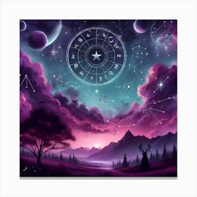 Zodiac Signs In The Sky Canvas Print