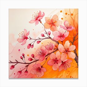 Watercolor Cherry Blossoms Canvas Print