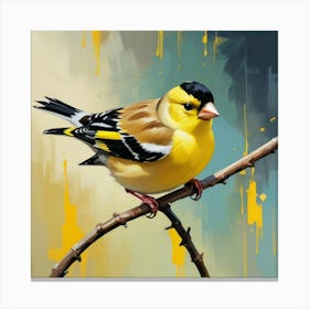 Maximalist Bird Painting American Goldfinch 1 Art Print 2 Canvas Print