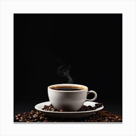 Coffee Cup On Black Background Canvas Print