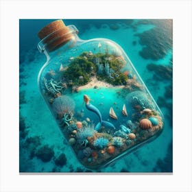 Mermaid In A Bottle 6 Canvas Print